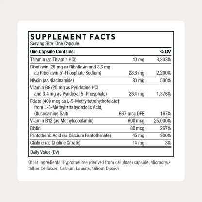 THORNE - B-Complex #12 - Vitamin B Complex with Choline Supplement - Supports Cellular Energy Production & a Healthy Nervous System* - Third-Party Certified THORNE