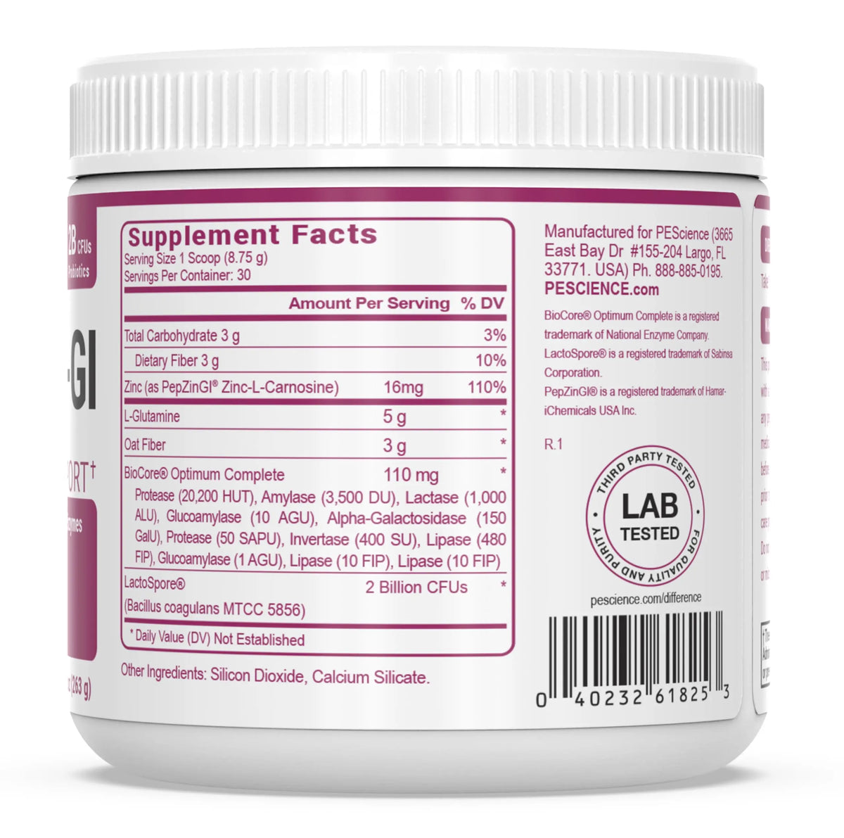 PEScience Complete-GI Gut Health Powder, Probiotics for Women and Men, Digestive Enzymes, Prebiotic Fiber, L-Glutamine PEScience