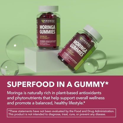 Moringa Gummies 400mg Per Serving, Green Superfood Supplement, 60 Count | Moringa Leaf Extract for Immune Support, Multivitamin Moringa Supplement, 60 Count, Vegan, Non-GMO, Gluten Free, 30 Servings Gsupps Australia