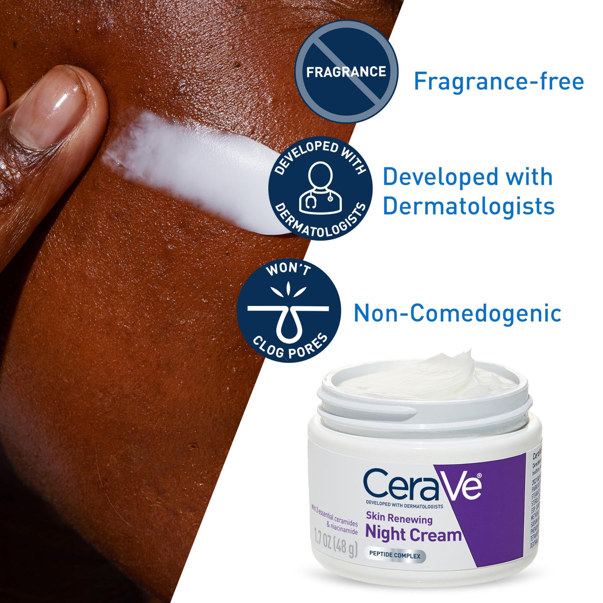 CeraVe Night Cream, Face Moisturizer, Skin Care for Dry Skin, 1.7oz CeraVe