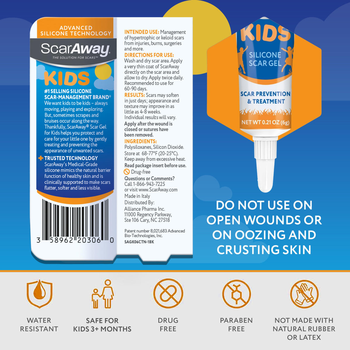 ScarAway Kids Scar Gel, Medical-Grade Silicone Scar Gel, Clear, 6g ScarAway