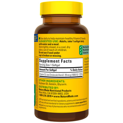 Nature Made Vitamin D3 1000 IU (25 mcg), 300 Vitamin D Softgels | Vitamin D Supplement for Immune, Bone, Teeth and Muscle Health Support, 300 Day Supply Gsupps Australia