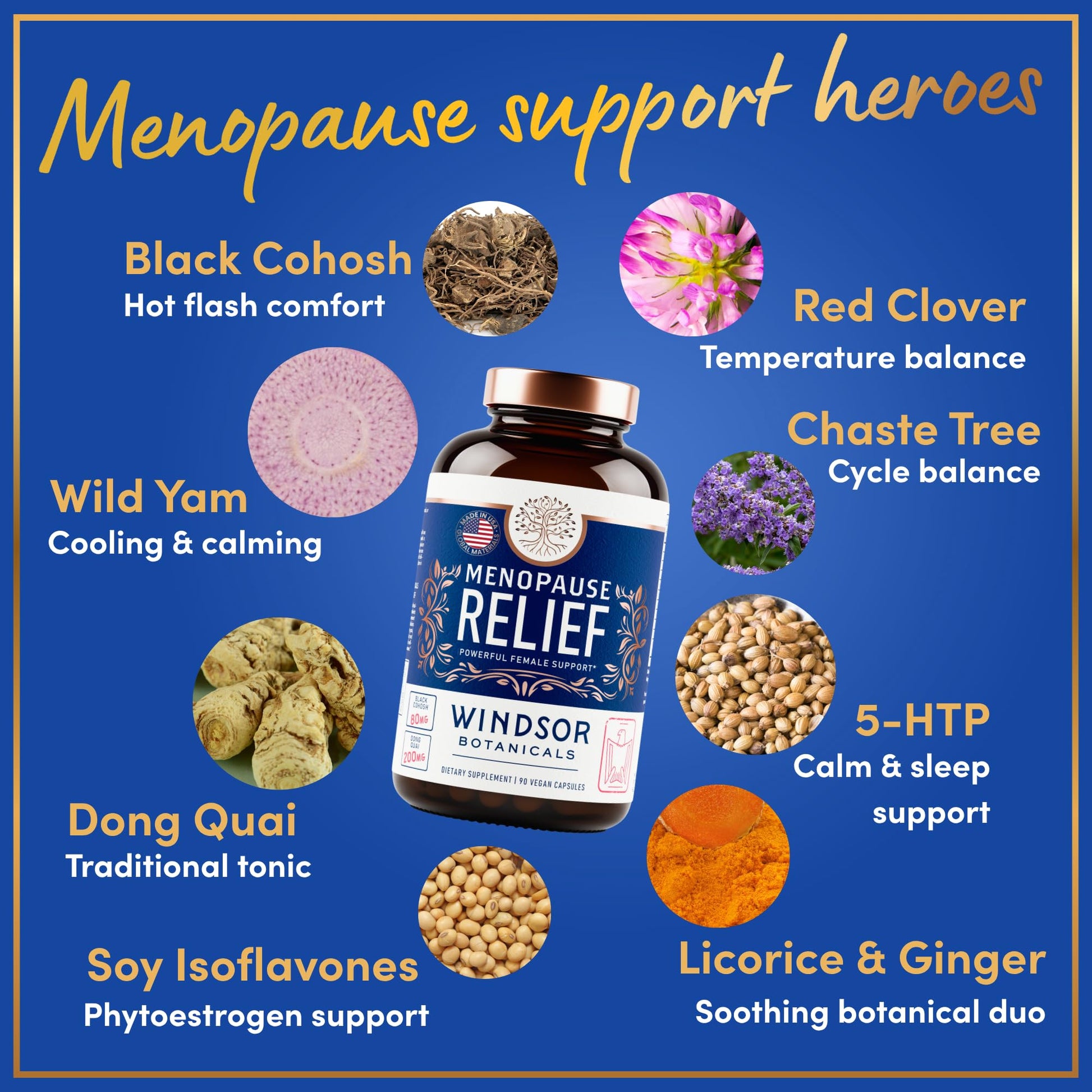 Menopause Supplements for Women - 5-HTP, Dong Quai, Black Cohosh for Menopause Hot Flashes, Night Sweats Relief Support - Womens Pre Meno Premenopausal Perimenopause Supplement - 90 Caps WINDSOR BOTANICALS buy australia supplements