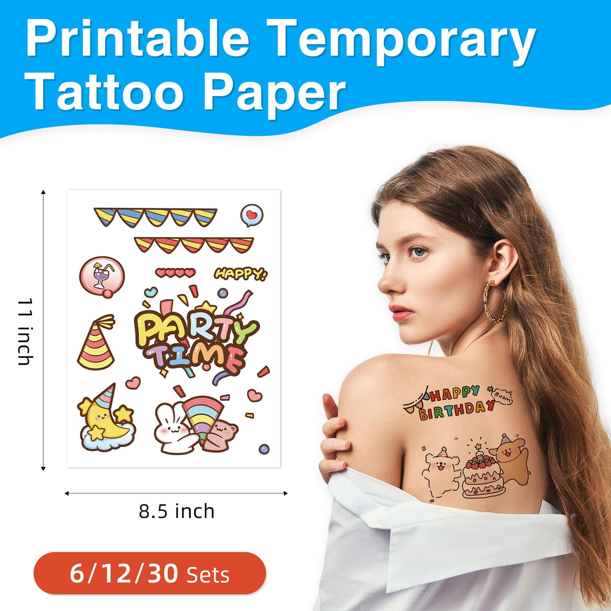 Printable Temporary Tattoo Paper for INKJET Printer, Custom Tattoo Sticker Jecqbor