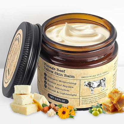 MTGBO Beef Tallow Honey Balm for Sensitive Skin: Organic Grass-Fed Whipped Tallow Moisturizer with Manuka Honey, Olive Oil, Jojoba Oil & Vitamin E, Non-Greasy Face and Body Cream, 2 oz MTGBO