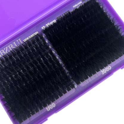 FUBBZRUI Fluffy Lash CLusters 12-25mm Long Cat Eye D Curl 280PCS Cluster Volume Eyelash Extensions 150D+200D Individual Lashes Thick DIY Lash Extesnion FUBBZRUI