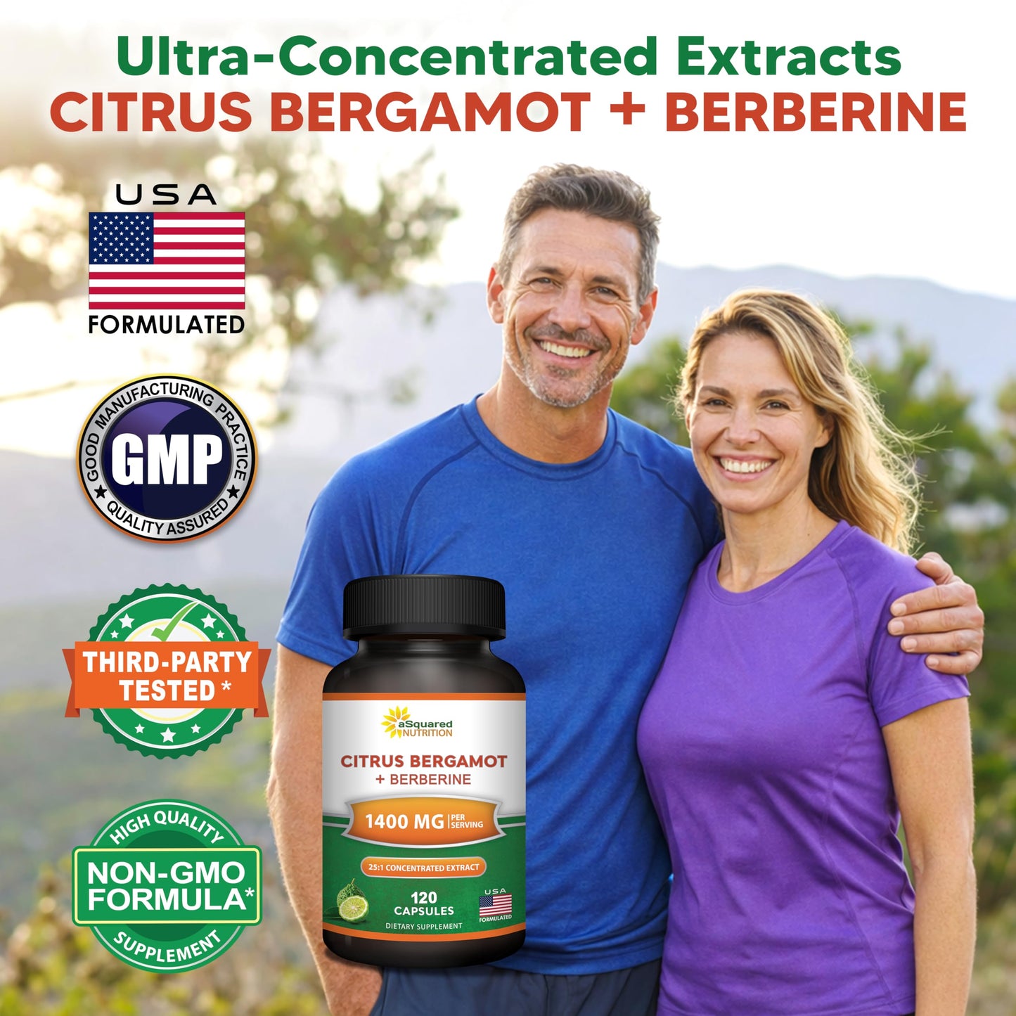 aSquared Nutrition Citrus Bergamot with Berberine Supplement - 1400mg Per Serving Max Strength Complex - 120 Capsules - Supports Cardiovascular Health aSquared Nutrition