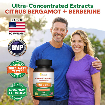 aSquared Nutrition Citrus Bergamot with Berberine Supplement - 1400mg Per Serving Max Strength Complex - 120 Capsules - Supports Cardiovascular Health aSquared Nutrition