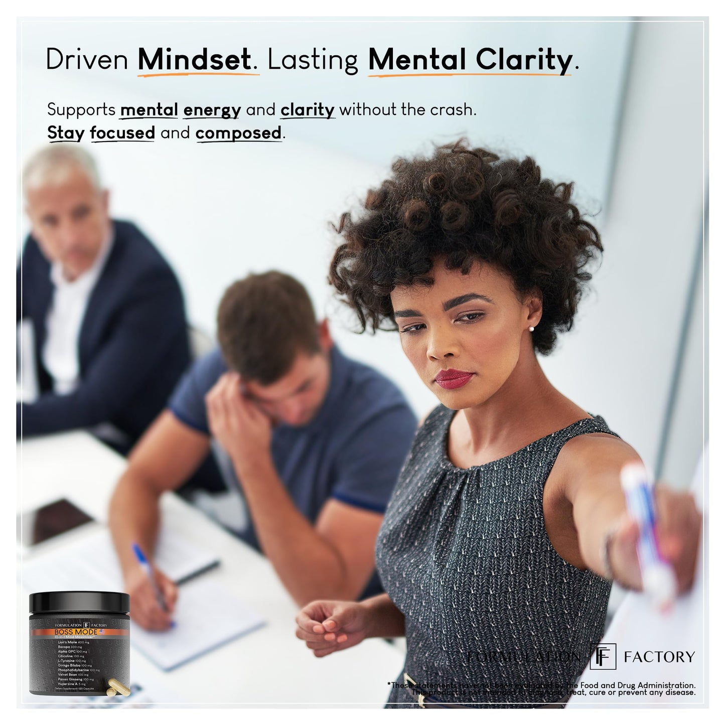 Formulation Factory BOSS Mode 10-in-1 Nootropic Complex with Lion's Mane, Alpha-GPC, Bacopa Monnieri, Ginkgo Biloba, Rhodiola, Formulation Factory