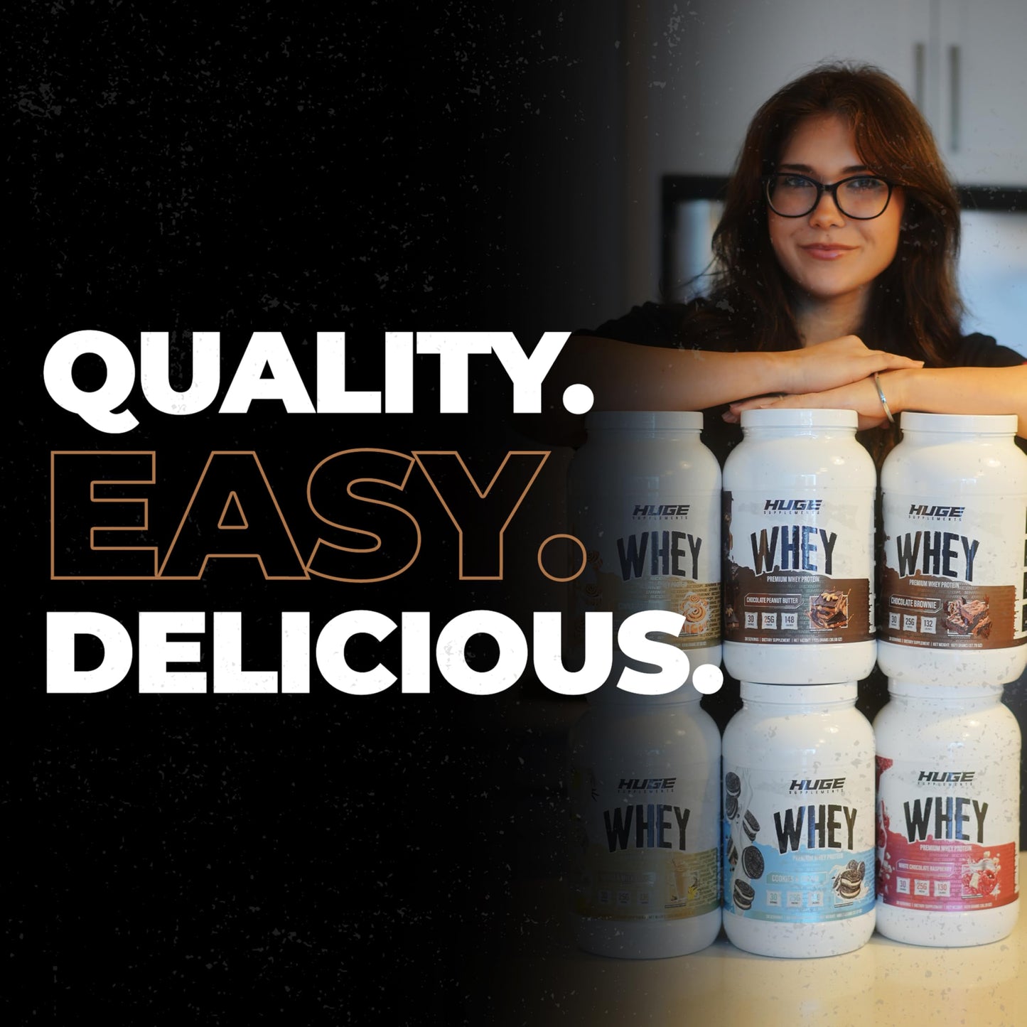 Huge Whey, Protein Powder for Muscle Gain, 25g Protein, 12g EAAs, Supports Muscle Growth, Performance & Recovery (Chocolate Brownie, 30 Servings)