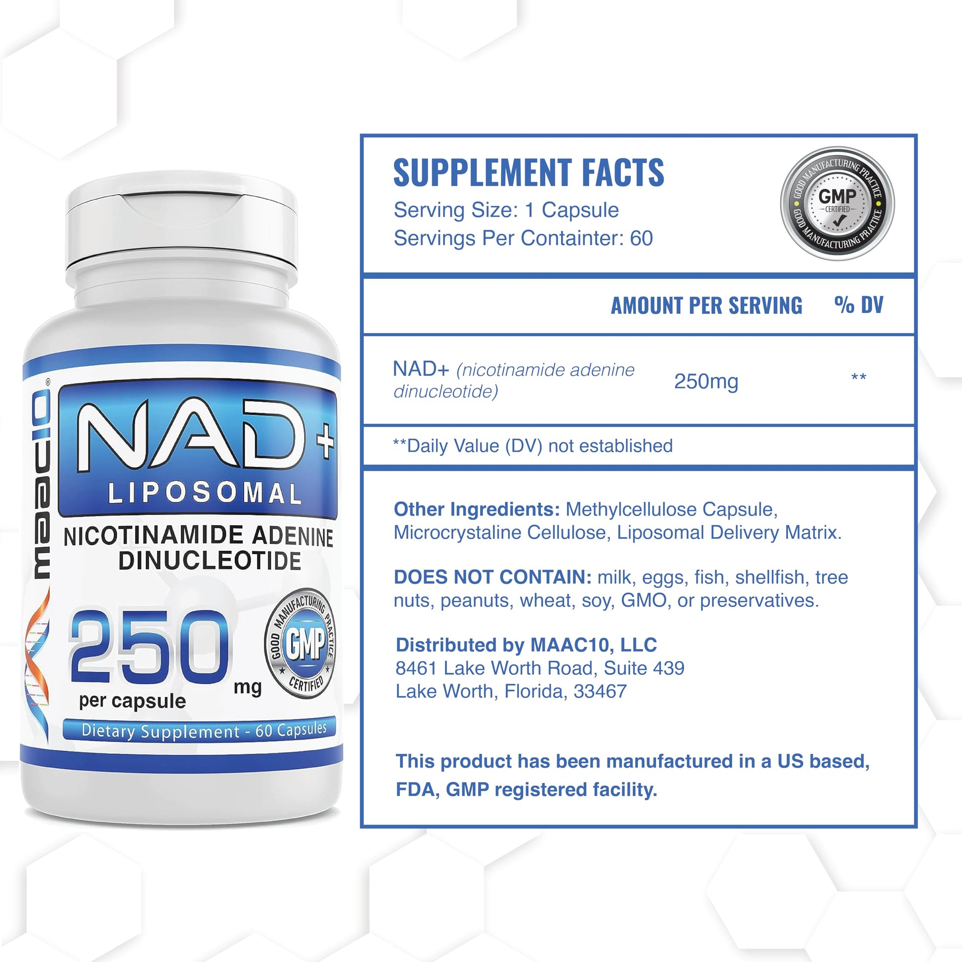 MAAC10 Liposomal NAD Supplement 500mg Serving (2x250mg Capsules) Actual Nicotinamide Adenine Dinucleotide MAAC10 buy australia supplements