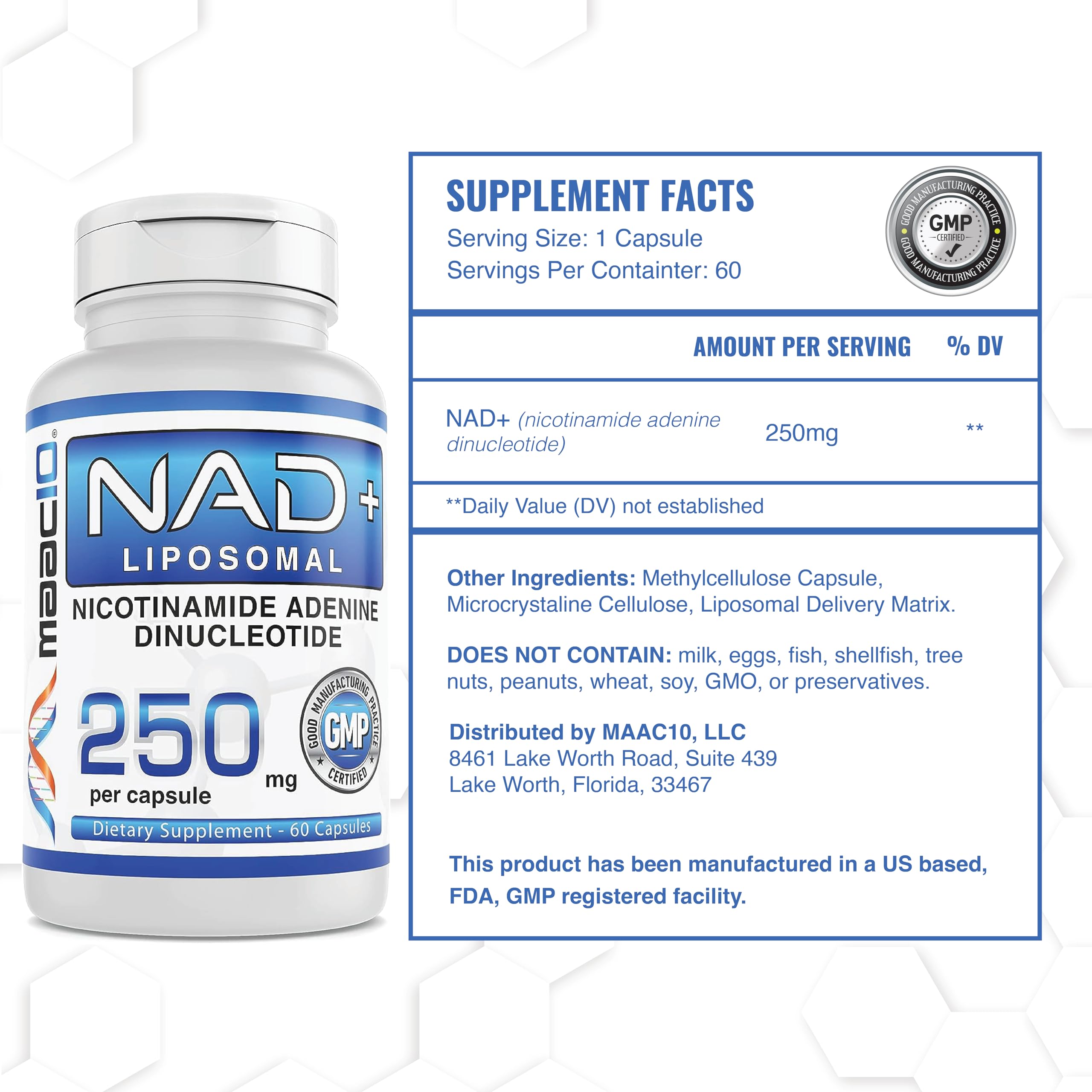 MAAC10 Liposomal NAD Supplement 500mg Serving (2x250mg Capsules) Actual Nicotinamide Adenine Dinucleotide MAAC10 buy australia supplements