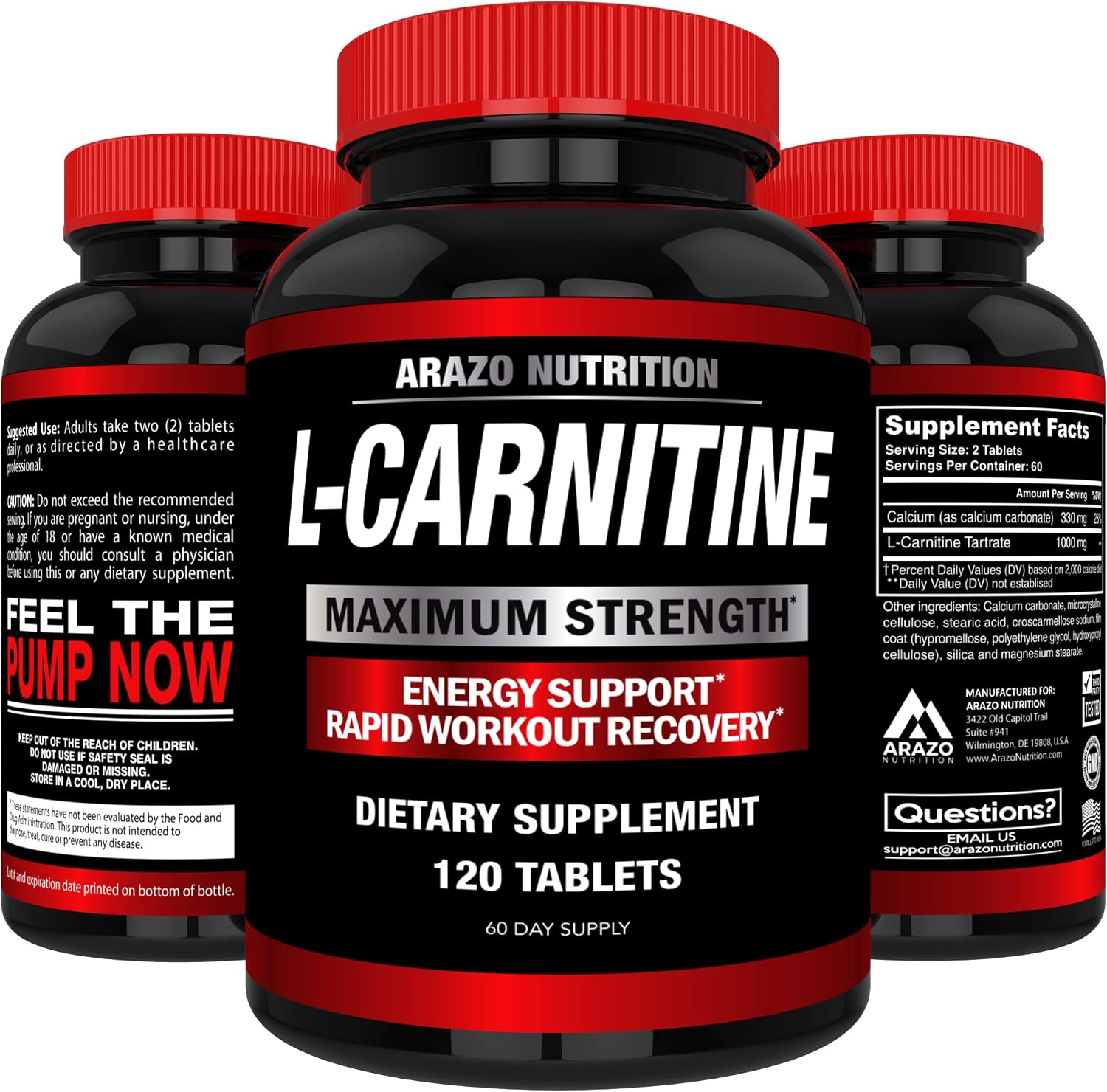 Super Strength L-Carnitine 1000mg Servings Plus Calcium for Boosted Metabolism and Improved Muscle Gain - Arazo Nutrition Gsupps Australia
