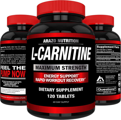 Super Strength L-Carnitine 1000mg Servings Plus Calcium for Boosted Metabolism and Improved Muscle Gain - Arazo Nutrition Gsupps Australia