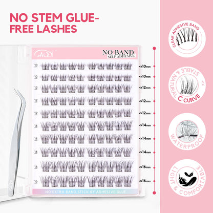 GAQQI Self Adhesive Eyelash Clusters,Natural No Glue Lashes 10-16mm,LACE GAQQI