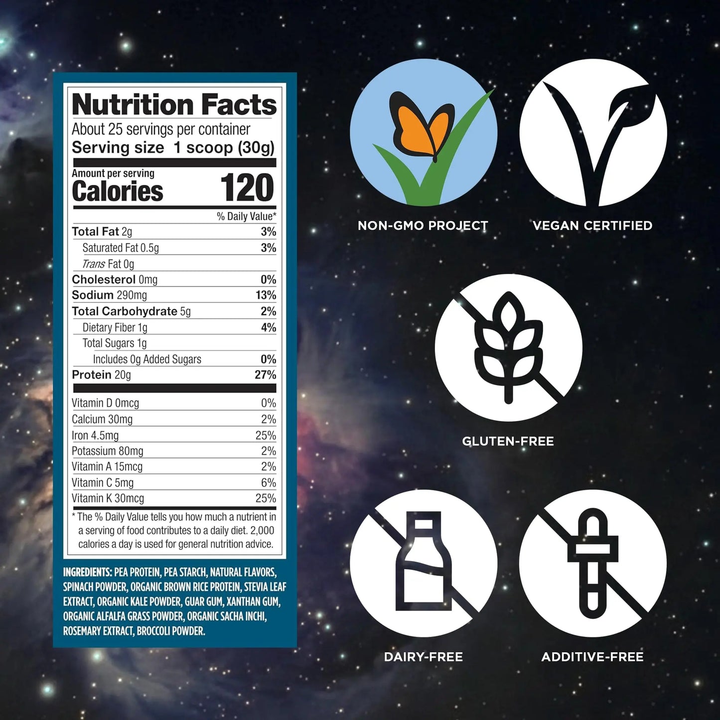 Vega Premium Protein + Supergreens, Creamy Vanilla – 20g Vegan Protein, Dairy & Gluten Free, 26.9 oz (25 Servings) Vega