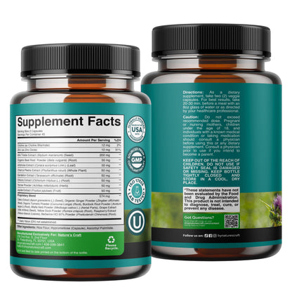 Best Liver Supplements with Milk Thistle - Artichoke - Dandelion Root Support Healthy Liver Function for Men and Women Natural Detox Cleanse Capsules Boost Immune System Relief - Natures Craft | Herbal Detox Support with Ginger, Beetroot & Artichoke - Ber Gsupps Australia