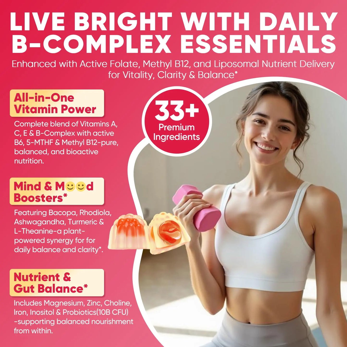 Methylated Vitamin B Complex Gummies for Women & Men, High Dose 2000 mcg Methyl B12, Liposomal Super All B Vitamins Methylfolate, B1, B2, B3, B5, B6, B7, Vitamin C, Nextdia