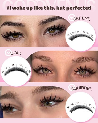 Goddvenus Manga Lash Clusters Natural Wispy 300 Pcs Fairy Eyelash Clusters 10-16mm Fluffy Cluster Eyelash Extensions Anime Cosplay No Plastic Feel Individual Lash Extension CC Curve Goddvenus
