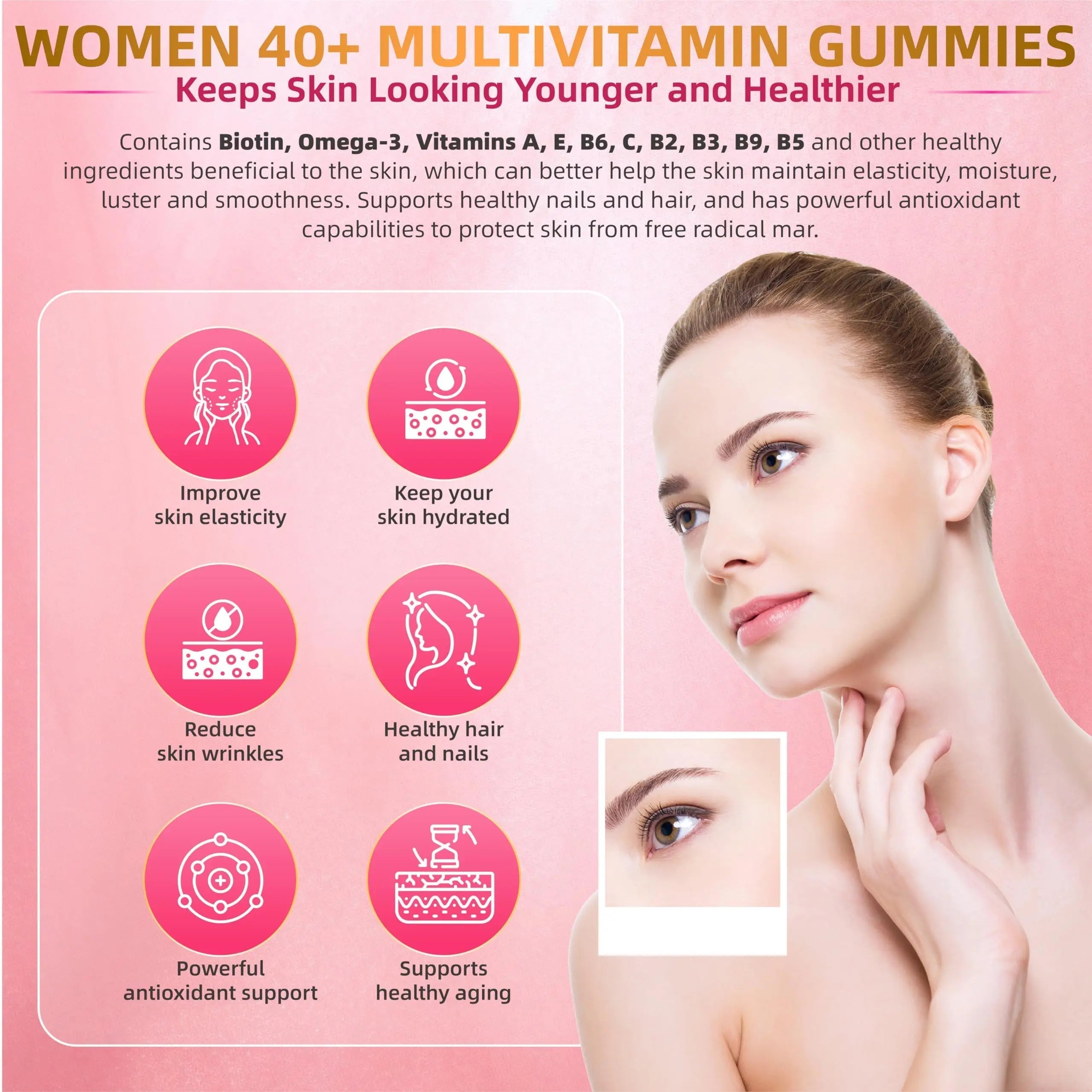 Lerinettia Multivitamin for Women Gummies for 40+ with Omega-3, Niacinamide, B-Complex, Lutein, Iron, Choline, Phosphatidylserine, Vitamin D3 Lerinettia buy australia supplements
