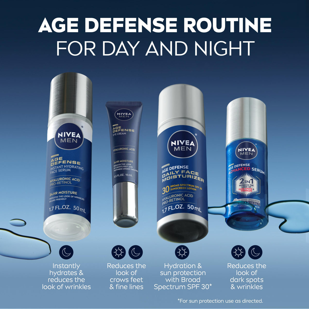 NIVEA MEN Age Defense 2 in 1 Face Serum, 1 FL OZ NIVEA MEN
