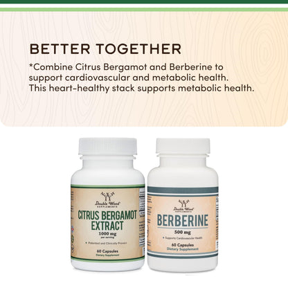 Citrus Bergamot Supplement, 1000mg, 60 Capsules - Supports Healthy Cholesterol & Triglyceride Levels - 1,000mg Servings Double Wood Supplements