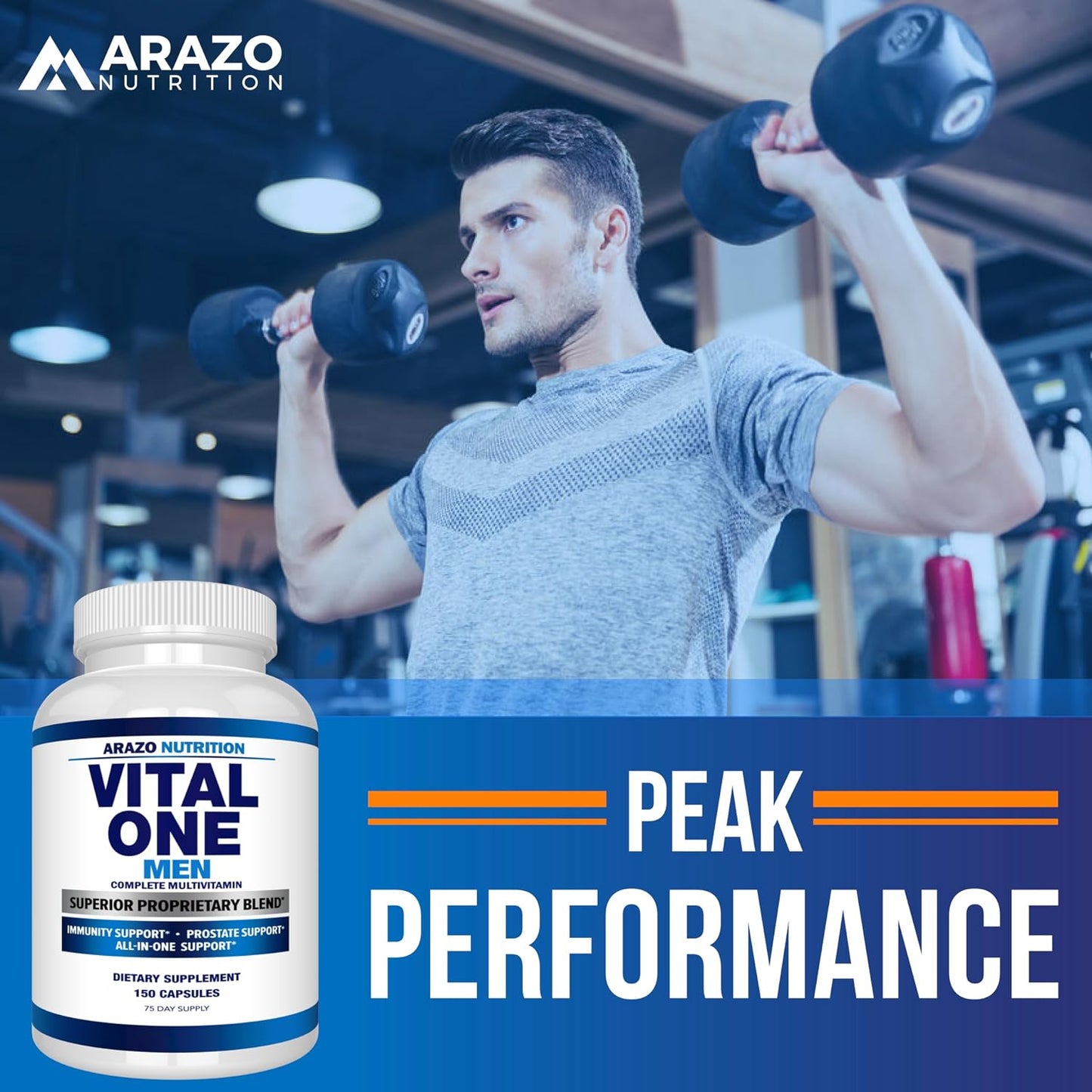 Arazo Nutrition Vital One Multivitamin for Men – Daily Wholefood Supplement - 150 Vegan Gsupps Australia