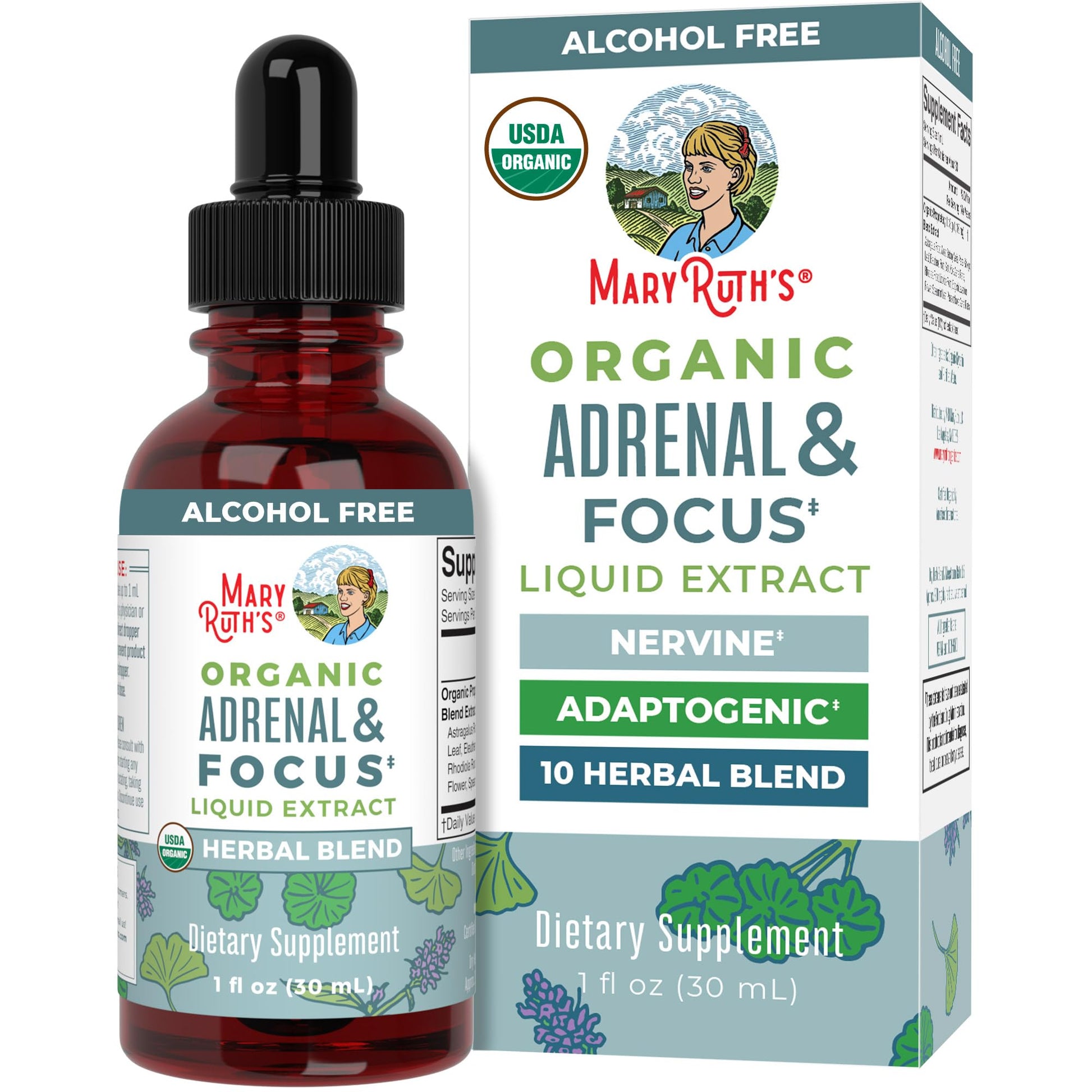 MaryRuth Organics - USDA Organic Brain Nootropic Supplement for Adults with Ginkgo Biloba & Astragalus | Focus & Adrenal Support | Brain & Memory Drops | Vegan | Non-GMO | Gluten Free | 30 Servings MARYRUTH'S buy australia supplements