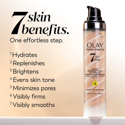 Olay Total Effects Tone Correcting Face Moisturizer with Sunscreen SPF 15, Light to Medium 1.7 Ounces Olay