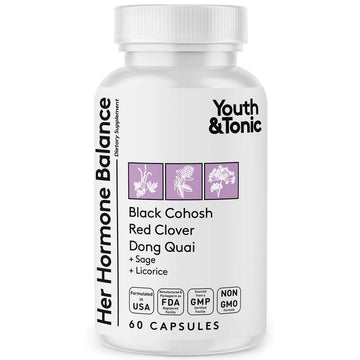 Youth & Tonic Her Hormone Balance – Menopause Supplement for Women, Perimenopause Support, Non-Hormonal Herbal Formula with Black Cohosh for Hot Flashes & Night Sweats, 60 Capsules Youth & Tonic buy australia supplements
