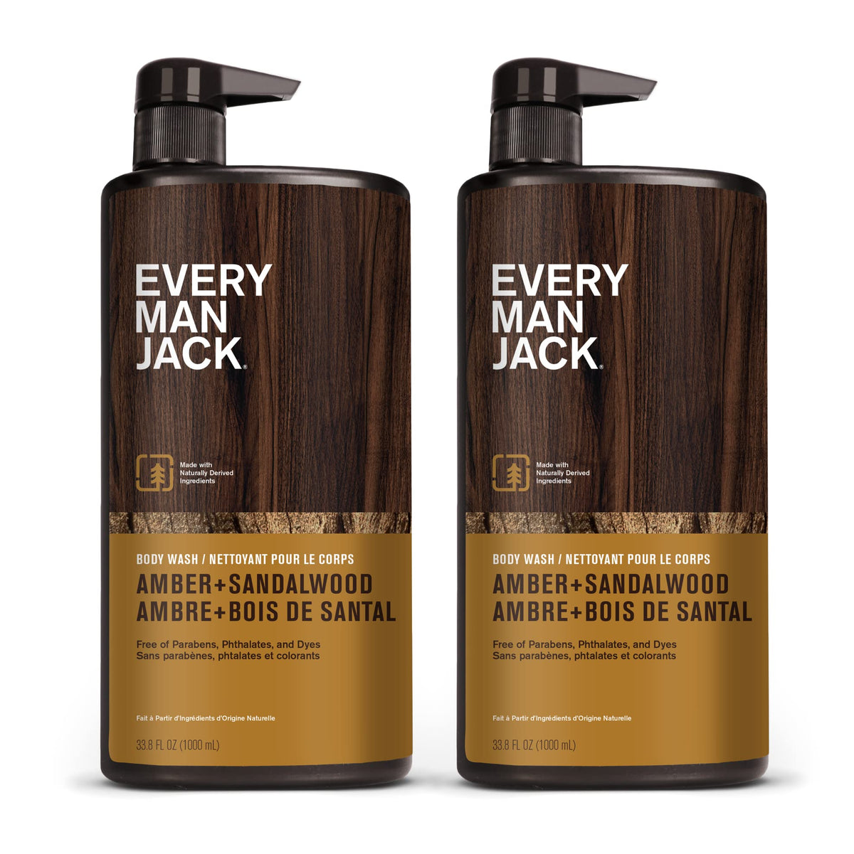 Every Man Jack Hydrating Amber Sandalwood Body Wash for Men, Value 2pk Every Man Jack