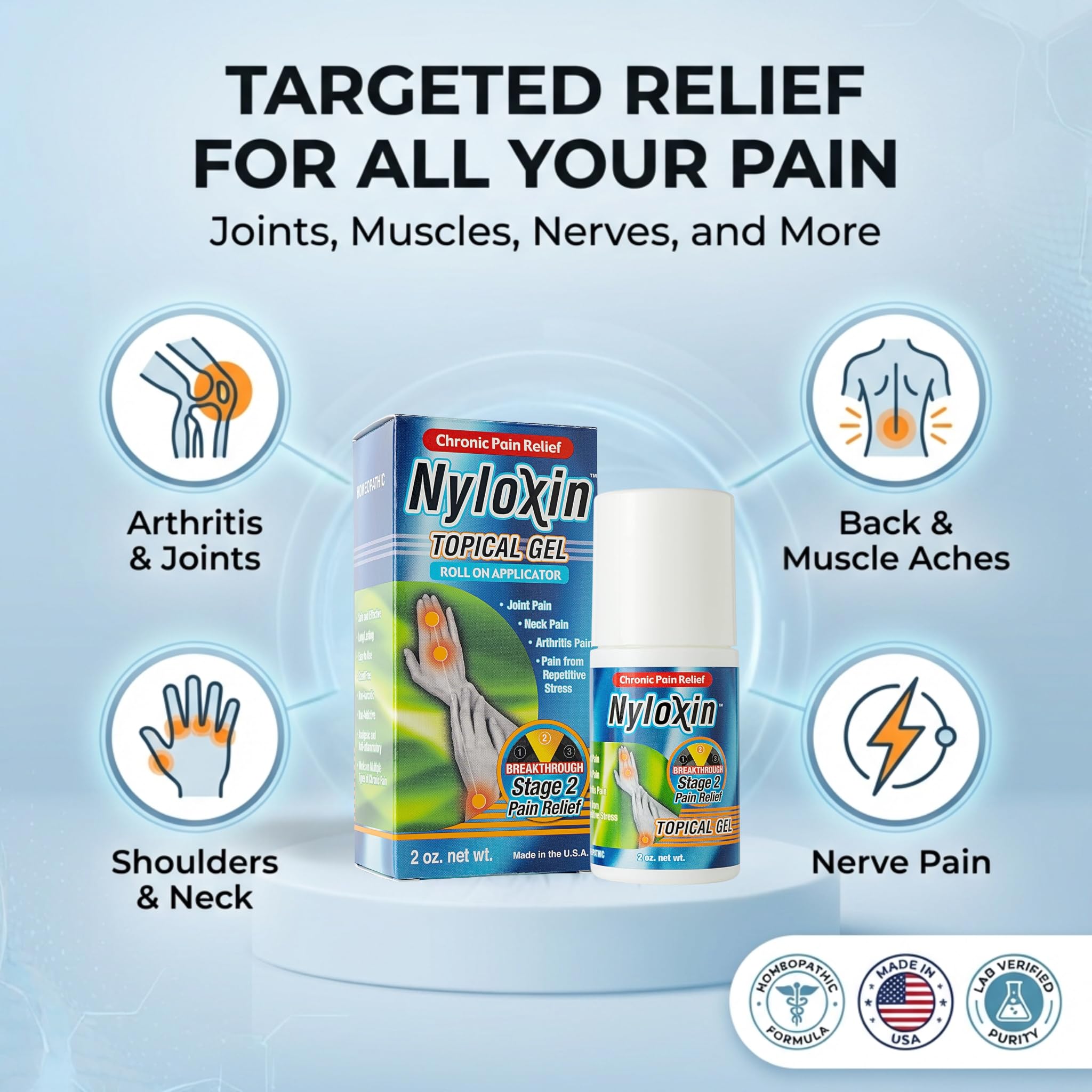 Nyloxin Roll-On Arthritis Pain Relief Gel, Back Pain Relief, Neuropathy Pain Relief, Nerve Pain Relief, Knee Pain Relief, Foot Pain Relief, Muscle Pain Relief, Shoulder Pain, Joint Pain (2 oz) Nyloxin buy australia supplements