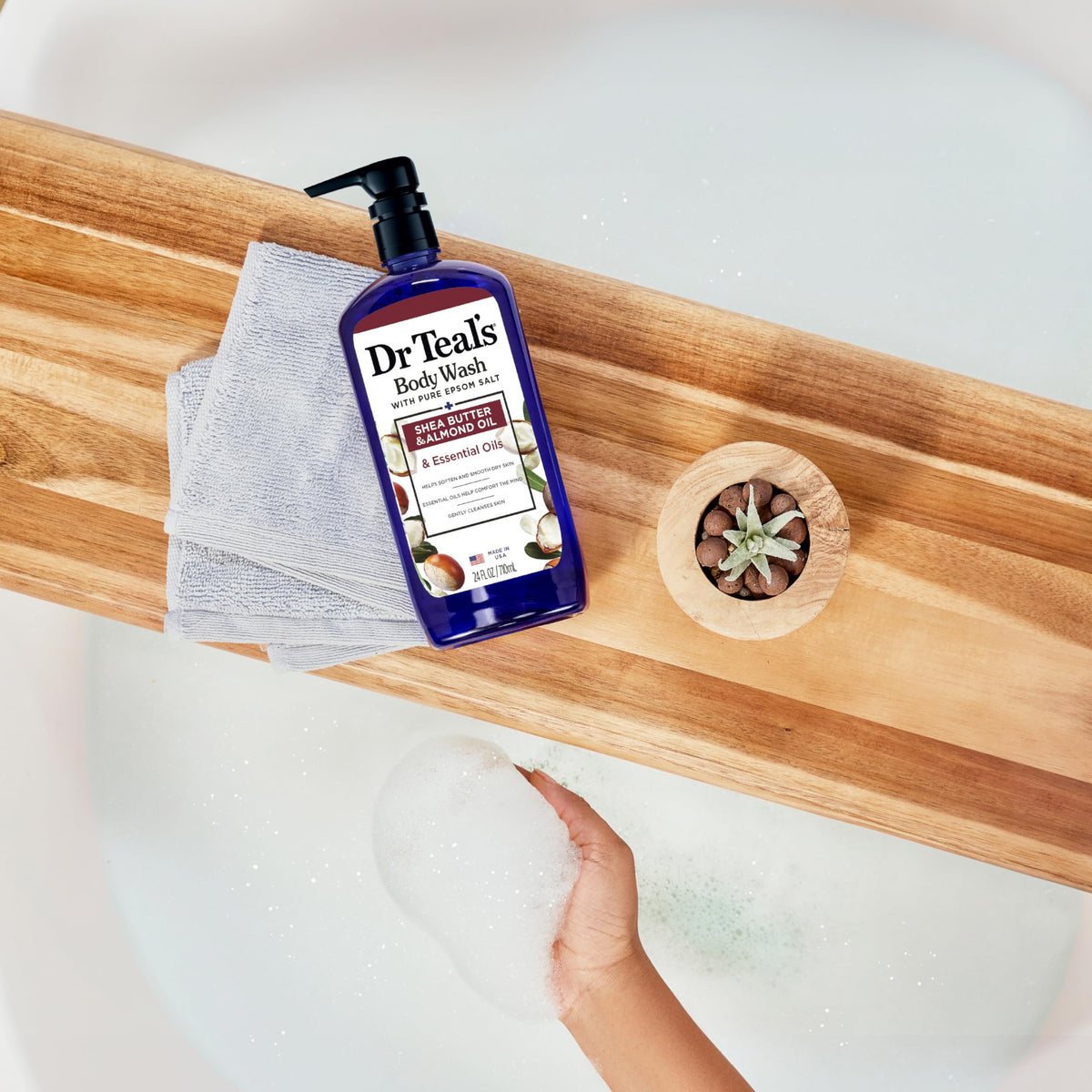 Dr Teal's Body Wash with Pure Epsom Salt, with Shea Butter & Almond Oil, 24 fl oz (Pack of 4) Dr Teal's