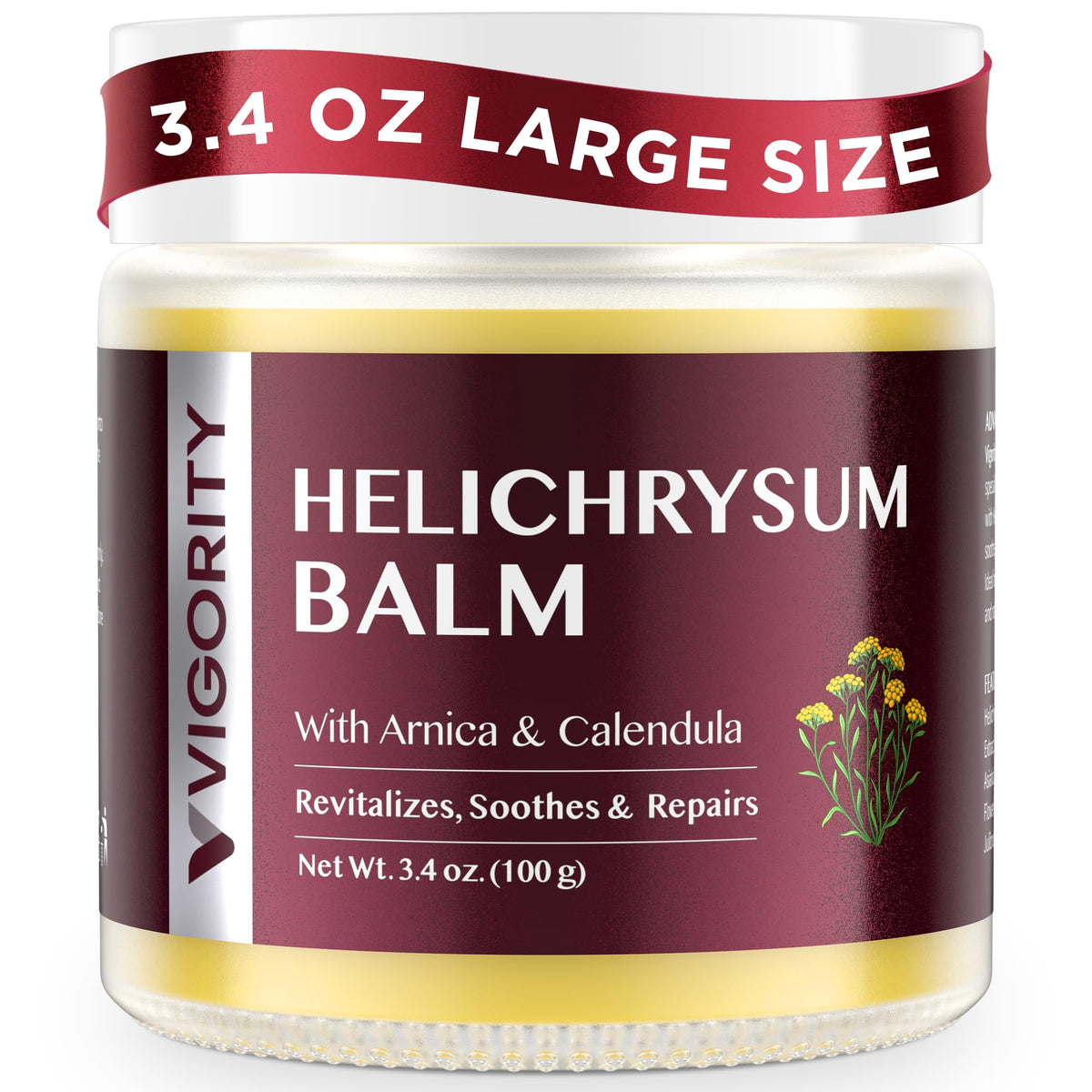 Vigority Helichrysum Balm Soothes & Repairs: Restorative Arnica Cream with Calendula for Fragile, Thin Skin & Bruise-Prone – Moisturizes, Revitalizes & Strengthens Skin Barrier for Adult Seniors 3.4oz Vigority