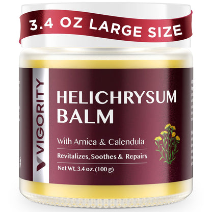 Vigority Helichrysum Balm Soothes & Repairs: Restorative Arnica Cream with Calendula for Fragile, Thin Skin & Bruise-Prone – Moisturizes, Revitalizes & Strengthens Skin Barrier for Adult Seniors 3.4oz Vigority