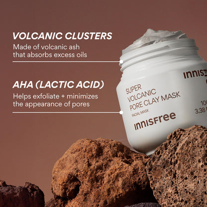 Innisfree Super Volcanic Clay Mask, Premium Korean Skincare with AHA and Natural Clusters for Deep Pore Detox, Gentle Exfoliation, Oil Control innisfree