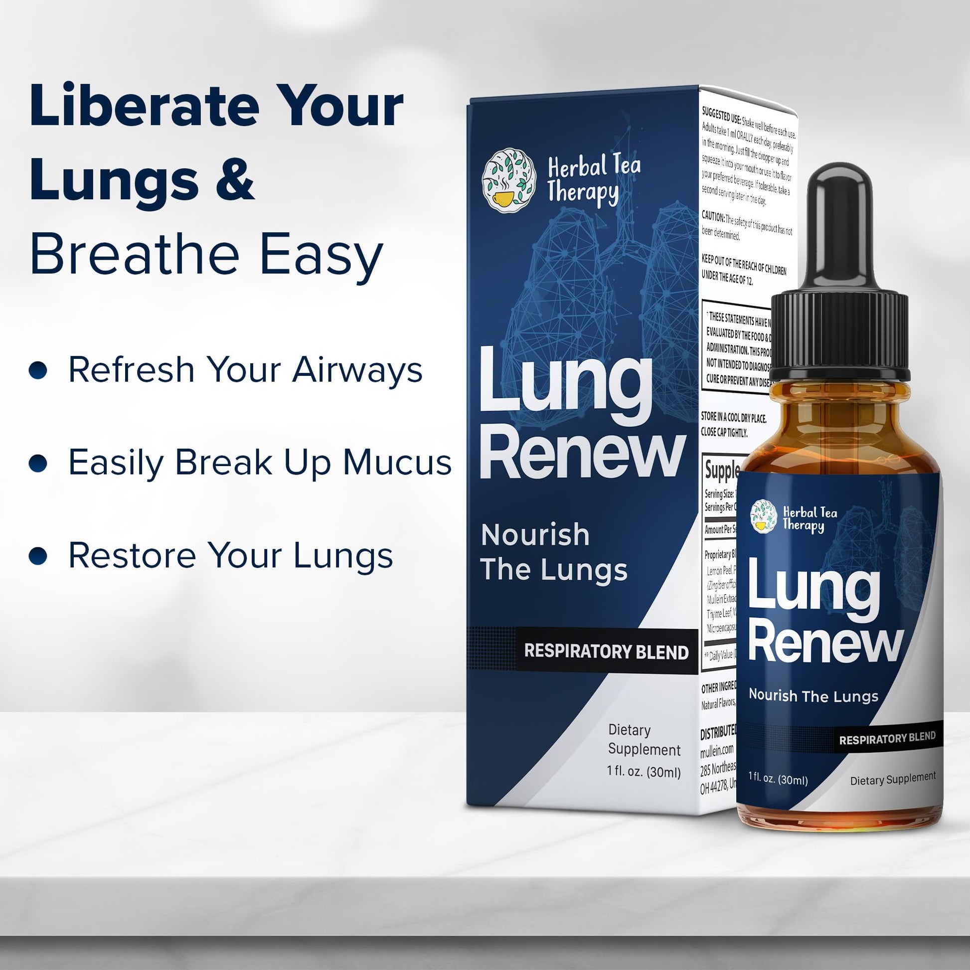 Herbal Tea Therapy Lung Renew Mullein Drops for Lungs (1 fl. oz.): Peppermint, Thyme, & Mullein Leaf Extract for Lungs Detox & Daily Respiratory Comfort - GMO-Free & Made in USA Herbal Tea Therapy buy australia supplements