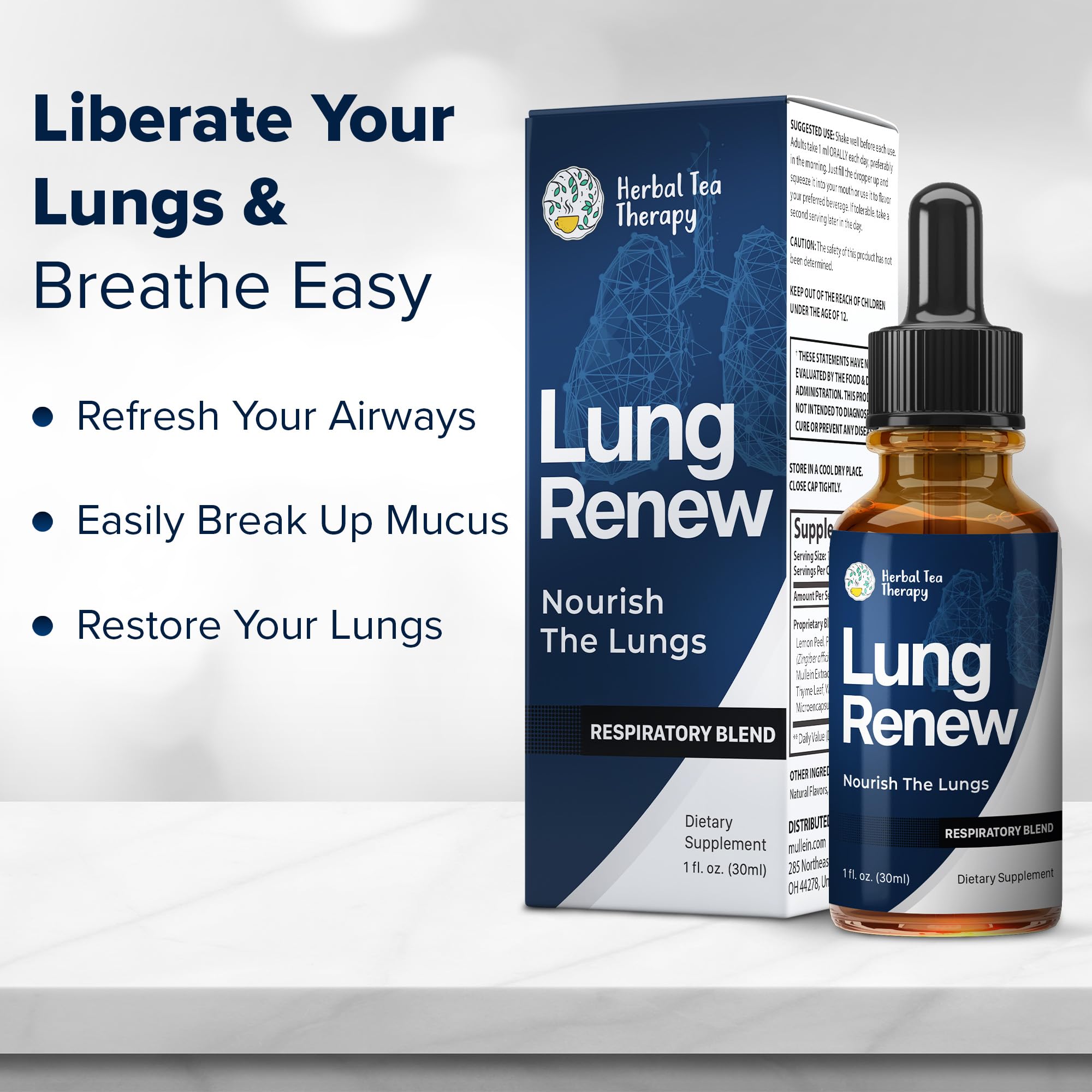 Herbal Tea Therapy Lung Renew Mullein Drops for Lungs (1 fl. oz.): Peppermint, Thyme, & Mullein Leaf Extract for Lungs Detox & Daily Respiratory Comfort - GMO-Free & Made in USA Herbal Tea Therapy buy australia supplements