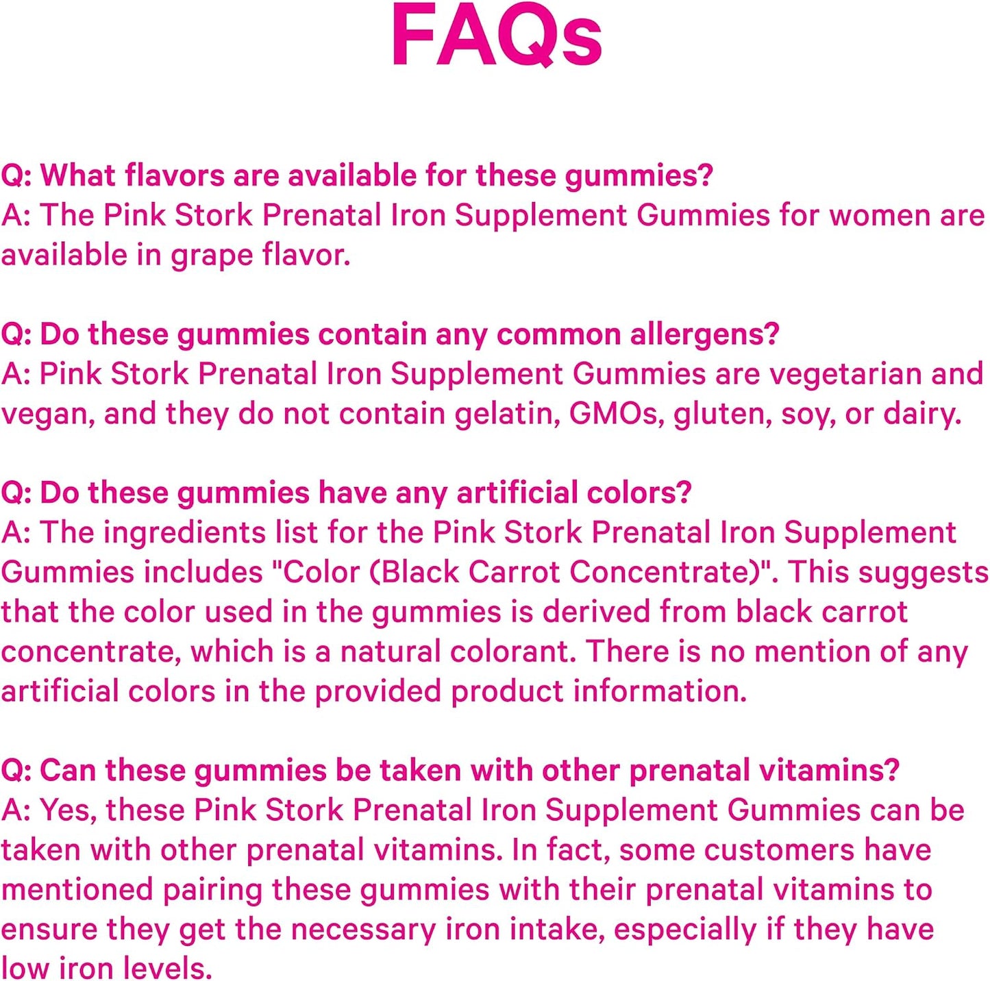 Pink Stork Prenatal Iron Supplement Gummies for Women, 20 mg, 60 Count | With Vitamin C for Absorption, Grape Flavor, Eases Iron Deficiency, Supports Energy + Oxygen Transport