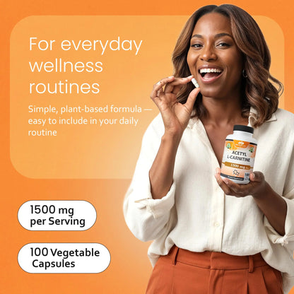 NaturaLife Labs Acetyl L-Carnitine (ALCAR) 1500 mg per Serving – 100 Capsules – Non-GMO, Gluten-Free, Vegan NaturaLife Labs