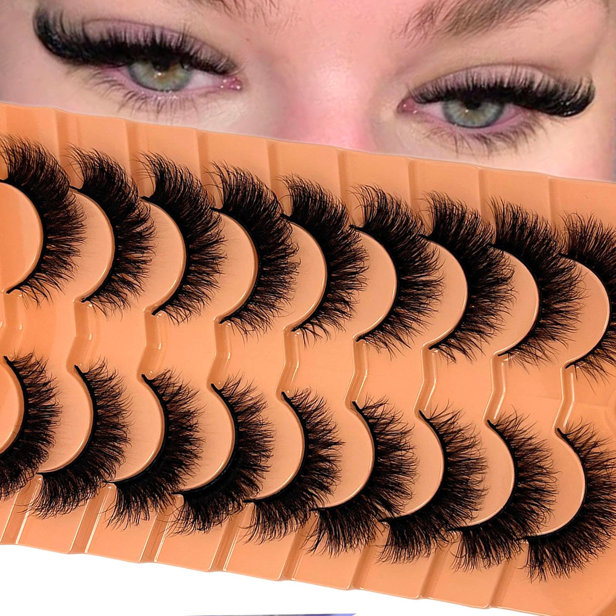 VOCOAK Cat Eye Lashes Mink Wispy Short Fluffy Strip Eyelashes Natural Look VOCOAK