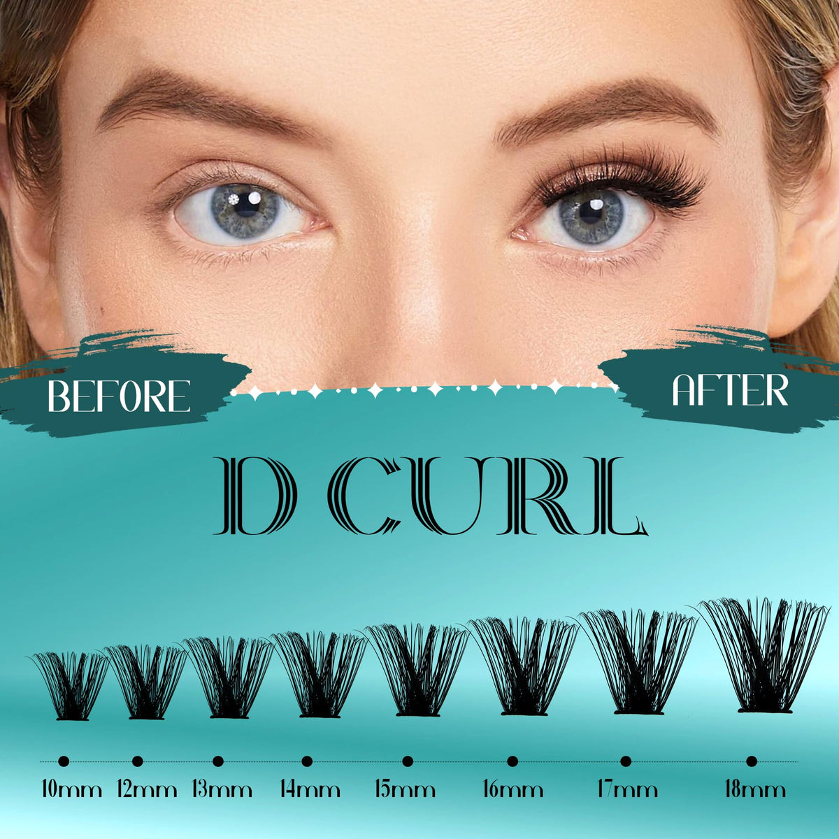 GEMERRY DIY Lash Clusters Kit 80D Bond Seal 280 PCS D Curl 10-18MIX GEMERRY