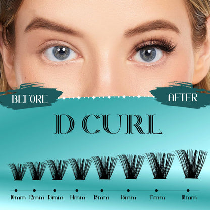 GEMERRY DIY Lash Clusters Kit 80D Bond Seal 280 PCS D Curl 10-18MIX GEMERRY