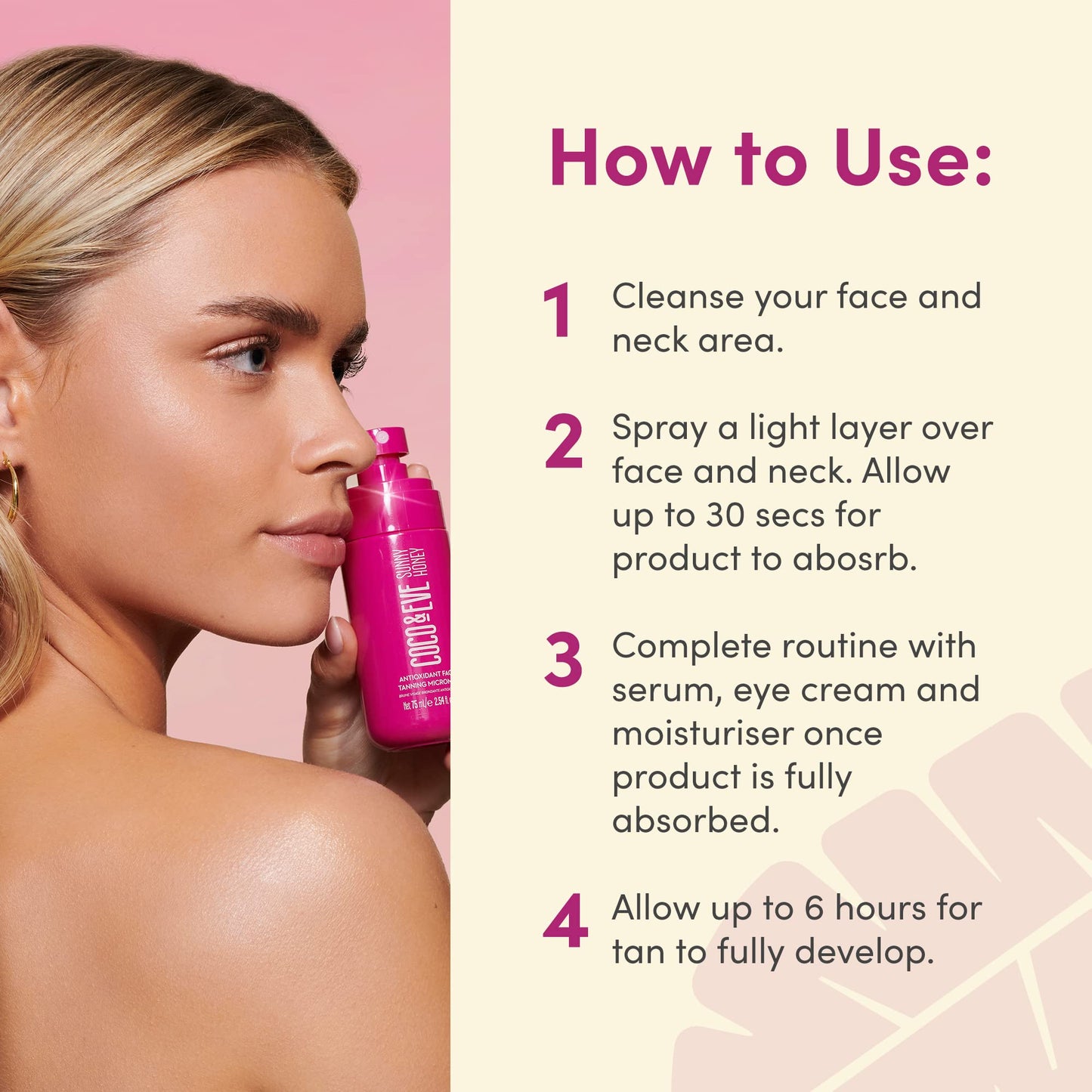 Coco & Eve Face Tanning Micromist – Sunless Facial Self Tanner Ultra Fine Mist for Face, Coco & Eve