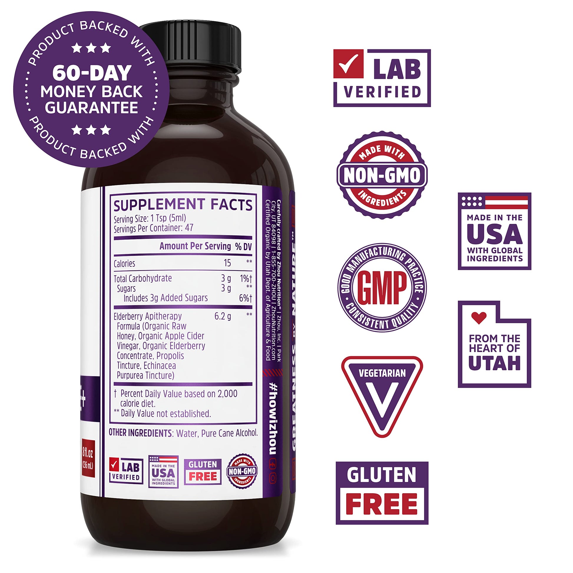 Zhou Nutrition Elderberry Syrup, Immune System Booster with Organic Elderberry Syrup Zhou Nutrition buy australia supplements