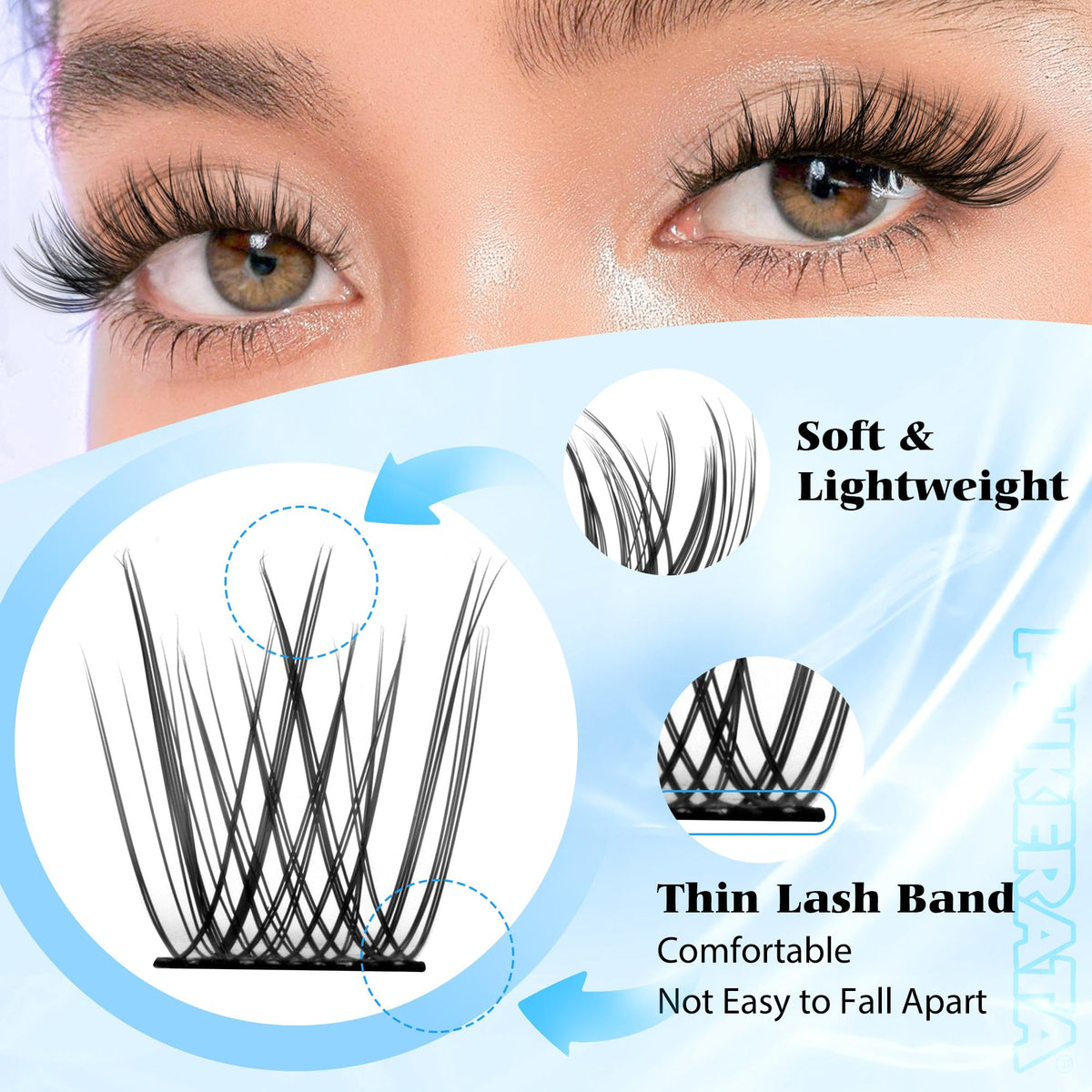 PHKERATA Natural Lash Clusters Wispy Eyelash Clusters, Eyelash Extensions PHKERATA
