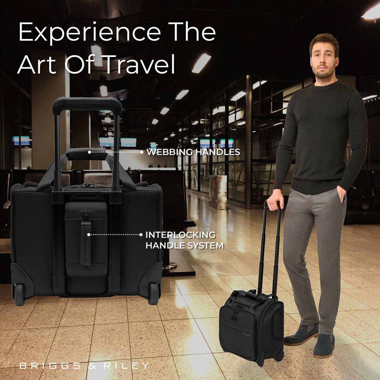 Briggs & Riley Essential 22" 2-Wheel Expandable Carry On - Luggage for Travel, Suitcases with Wheels, Softside Rolling Bag for Men & Women, Self-Repairing Zipper - Baseline Collection, Black Gsupps Australia