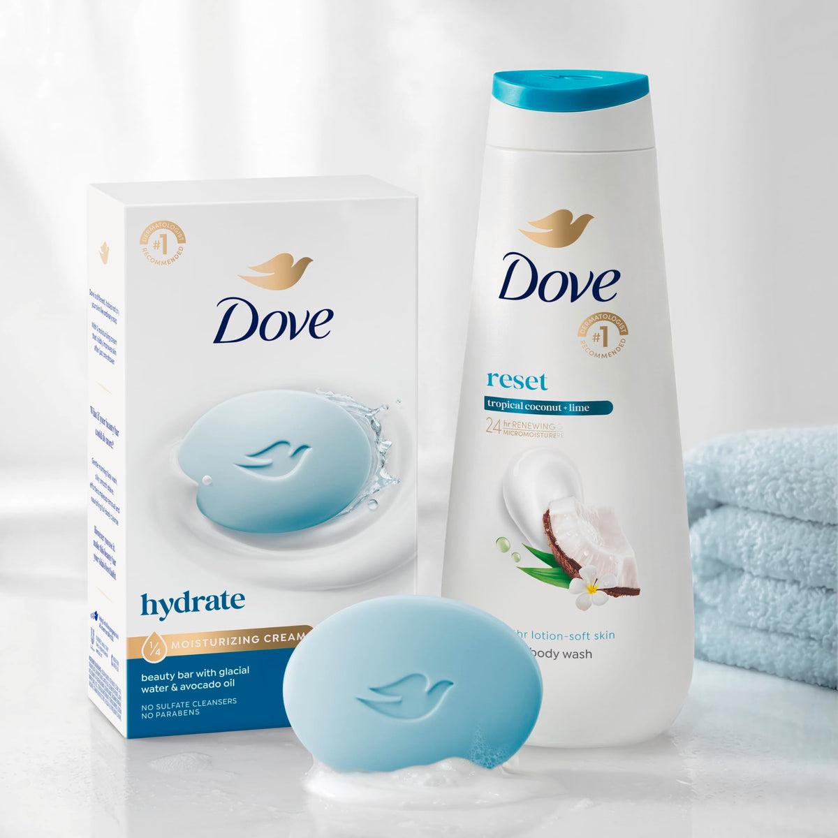 Dove Beauty Bar Soap , Glacial Water & Avocado Oil, I 6 Count 3.75 oz Dove