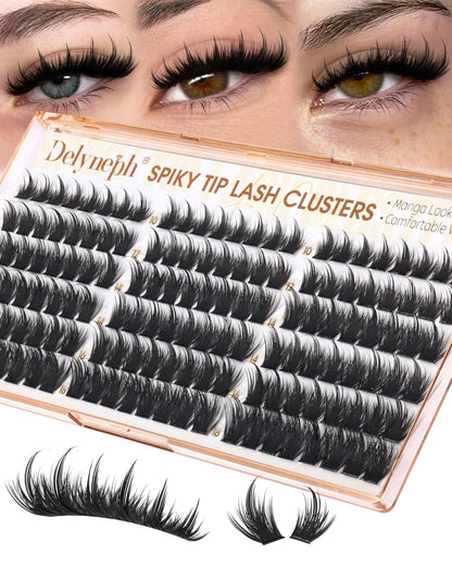 Manga Lash Clusters with Spikes Anime Eyelash Clusters Spiky Wet Delyneph