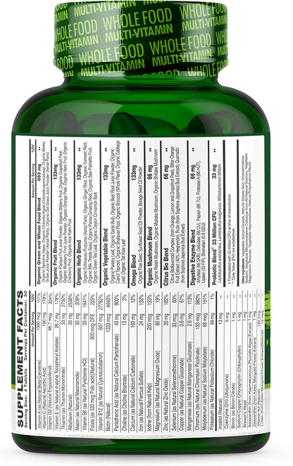 Wholesome Wellness Whole Food Multivitamin for Men - Natural Multi Vitamins, Minerals, Organic Extracts - Vegan Vegetarian - 120 Tablets Gsupps Australia